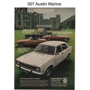 1970s British Leyland Ads | Vintage Magazine Ad | MGB, Triumph, Austin Marina, MG Midget | Classic Car, Retro Poster, Decor | Good Condition