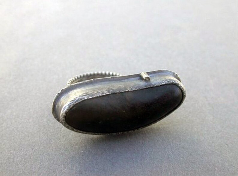 black pebble ring cocktail ring statement ring everyday ring contemporary art jewelry large ring image 6