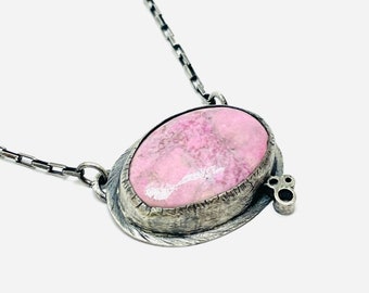 NEW cobalto calcite necklace minis gemstone necklace pink necklace oxidized sterling silver necklace  contemporary art jewelry OOAK