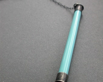 THE ORIGINAL color bar pendant in AQUA simple linear geometric necklace glass necklace blue necklace aqua turquoise