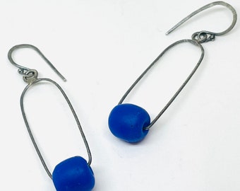 Lapis blue earrings swing earrings dangle everyday earrings blue earrings kinetic earrings
