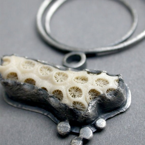 found beach coral necklace pendant art jewelry contemporary modern ocean beach comber earthy nature rustic bohemian jaime jo fisher