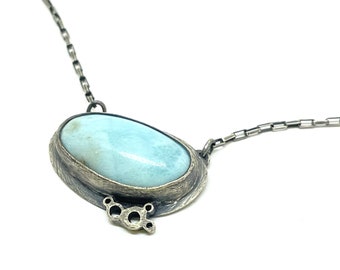 NEW MINI necklace Larimar necklace sea blue green ocean gemstone necklace turquoise necklace oxidized sterling silver aqua necklace OOAK