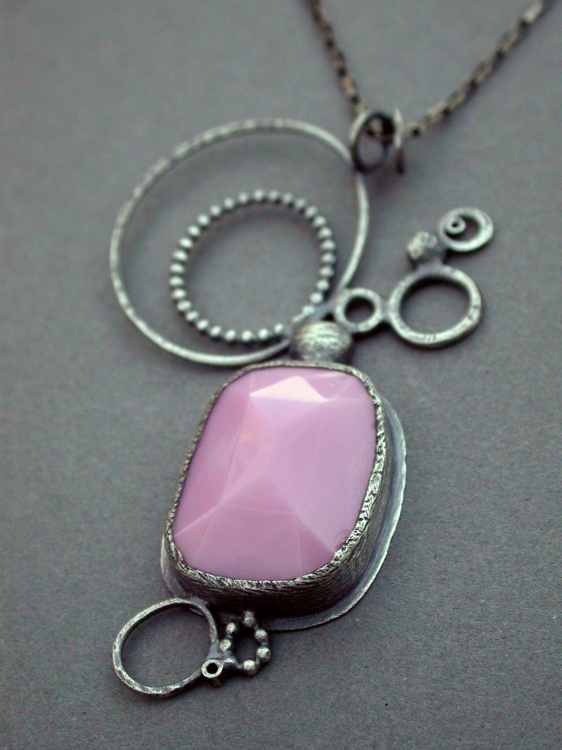 Pink Purple Candy Colored Necklace Metalsmith Oxidized Stering Silver ...