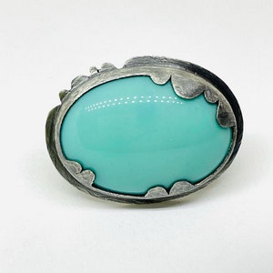 Size 7.75 Turquoise ring scallop ring cocktail ring statement ring everyday ring turquoise blue ring contemporary art jewelry ring