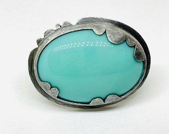 Turquoise ring scallop ring cocktail ring statement ring everyday ring turquoise blue ring contemporary art jewelry ring