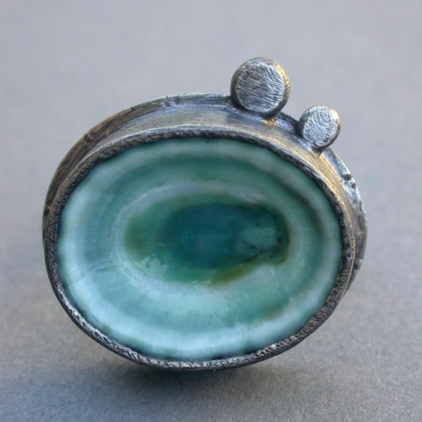 limpet ring aqua shell ring water seafoam blue sea blue organic beach jewelry bohemian hippie surfer jewelry funky everyday ring