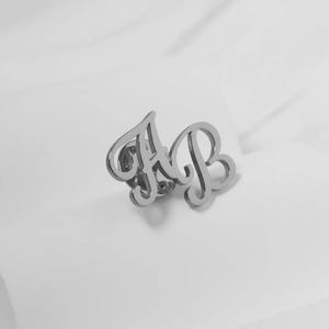 Dainty Name Initials Lapel Pin for Groom Groomsmen Gift, Personalized Initial Brooch Gold Silver Champagne Gold Custom Cufflinks Wedding Day