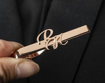 Custom Tie Pins Wooden Box | Tie Clips for Men | Tie Clip Box | Tip Pins Initials, Retirement Graduation Birthday Wedding Gift, Gift for Dad