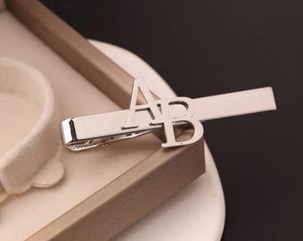 Custom Engraved Tie Pins | Best Man Tie Clip，Custom Initial Tie Clips, Personalized Groomsman Gift，Monogram Men Tie, Custom Tie Clip Wedding