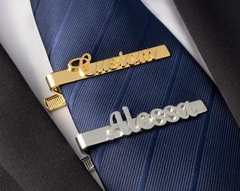 Custom Name Tie Pins | Personalized Tie Clip, Groomsman Gift, Monogram Men Tie, Wedding Birthday Party Gift for Men, Tie Clips for Boys