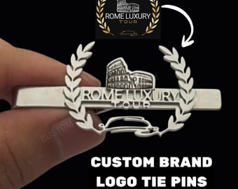 Custom Logo Tie Pin, Business Tie Clip, Personalized Corporate Tie Bar for Men, Wedding, Gold Silver Custom Brand Tie Pins Promotion Events