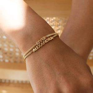 Pulsera con nombre personalizada para mujer y hombre / Pulsera con nombre para niños / Juego de pulseras con nombre / Pulsera con eslabones con nombre / Pulsera con nombre / Pulsera de acero con nombre