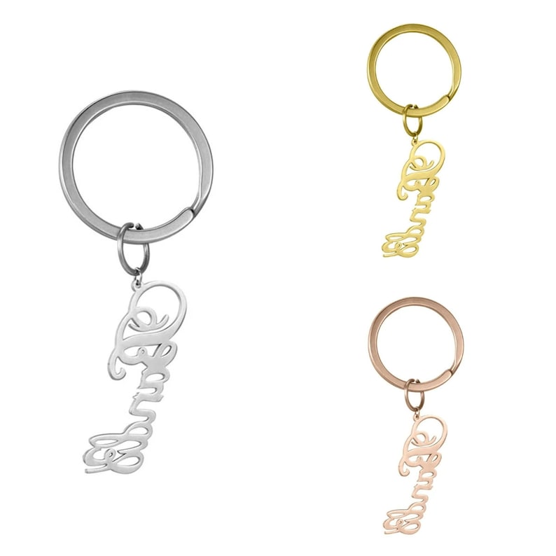 Custom Name Keychain, Stainless Steel Personalized Keyring - Etsy