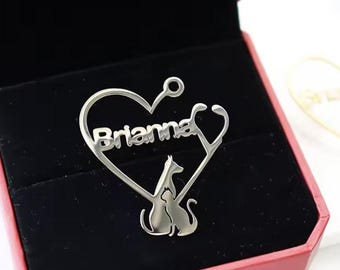 Pet Name Brooch | Custom Vet Name Pin | Animal Lover Gift Brooch | Dog Cat Name Badge | Personalized Brooch for Pet Groomers & Vets