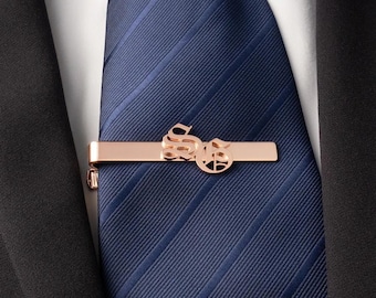 Custom Initials Tie Pins with Box, Tie Clips for Groomsmen, Custom Name Tie Clip Personalized Bulk Office Retirement Gift,Tie Clip for Groom