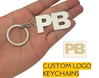 Custom Logo Keychain – Personalized Name Keyring, Business or Team Logo Keychains, Gold Rose Gold Silver Black, Bulk Custom Keychains