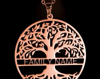 Collar de árbol de la vida personalizado Collar de árbol genealógico personalizado / Collar de nombre de familia Joyería Regalo familiar / Collar de árbol de la vida para mujeres