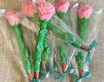 Rose Stem White Chocolate Pretzel Rods (Set of 6)