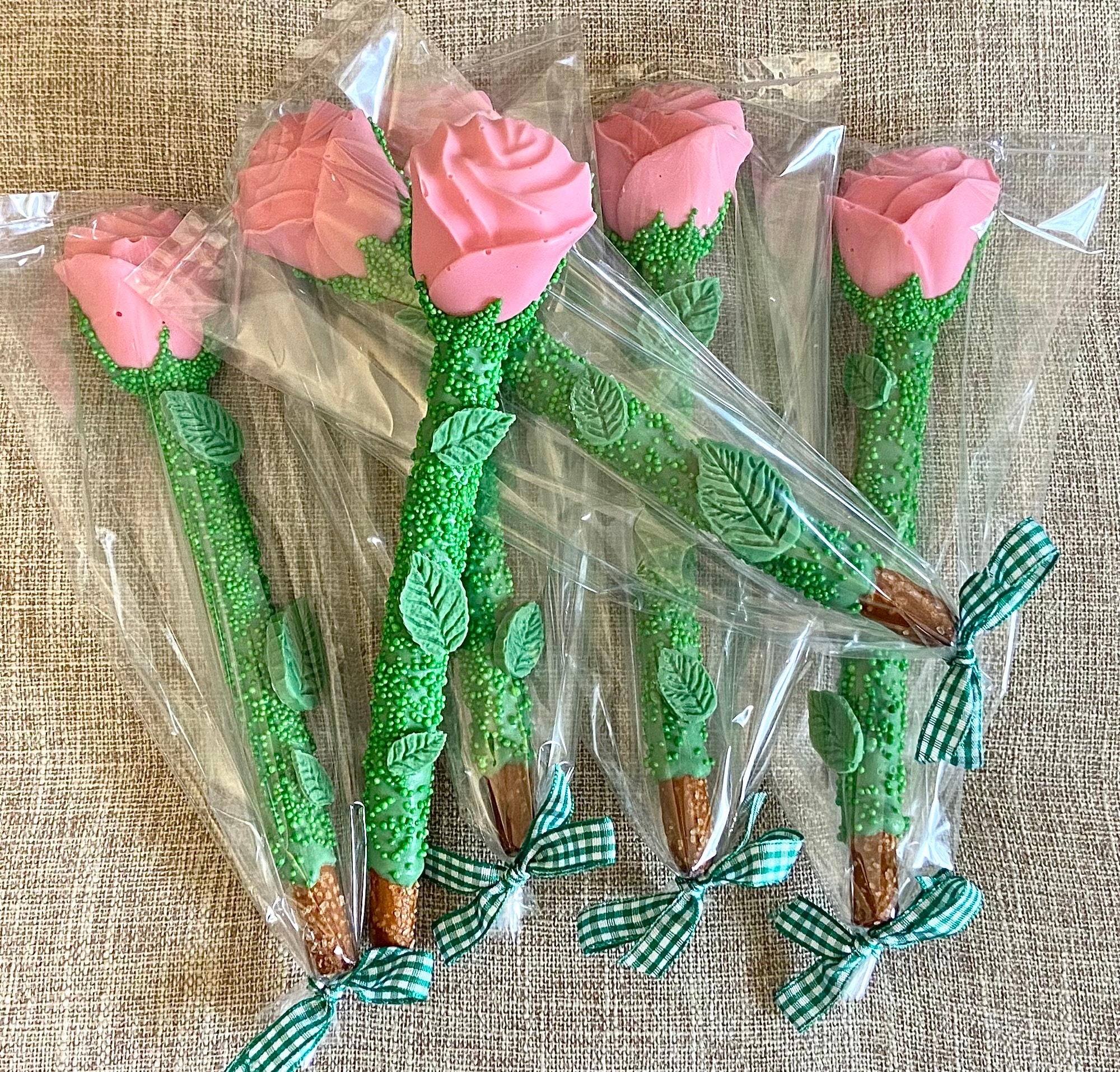 Large Rose Stem White Chocolate Pretzel Rods (set of 6) - Etsy