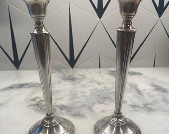 VINTAGE 'CARTIER' FRANCE Sterling Silver Weighted 10" Candlesticks