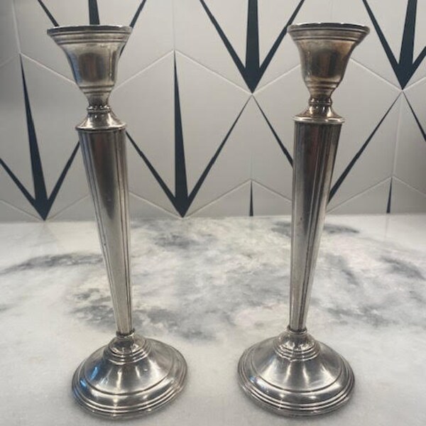 VINTAGE 'CARTIER' FRANCIA Plata de ley ponderada 10" Velas