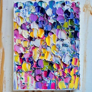 Impasto Floral Oil Painting: Abstract Flower Artwork, Palette Knife Texture