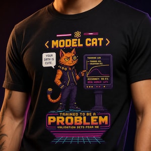 Camiseta Overfitting / Camiseta divertida de aprendizaje automático / Regalo para científico de datos / Camiseta de ingeniero de IA / Camiseta para nerds del aprendizaje automático / Arte pixelado cyberpunk