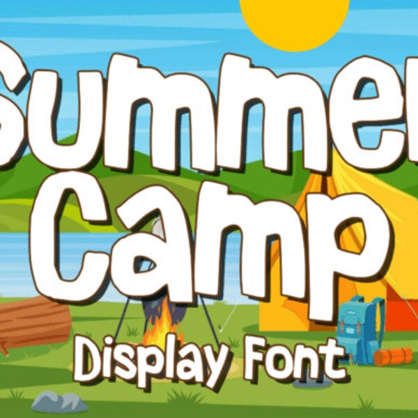 Summer Camp Font, display font, book font, t-shirt font, playful font, product design, handwritten font, craft font, stickers font, cricut