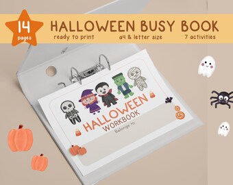 Halloween Activity Book, Hand-Drawn Learning Binder (Digital Download)
