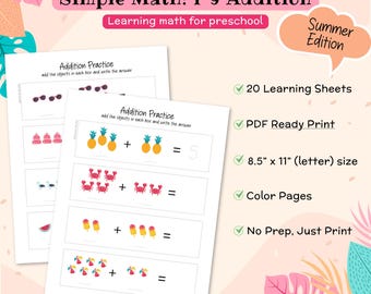 Bild Mathe-Addition Arbeitsblätter für Vorschule, Kindergarten (PDF)