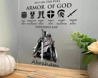 Personalized Warrior of God Put On The Full Armor Of God Ephesians 6:10 Acrylic Plaque, Man Warrior of God,Inspiration Gift, Gift for Man