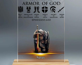 Personalized Warrior of God Put On The Full Armor Of God Ephesians 6:10 Acrylic Plaque, Man Warrior of God,Inspiration Gift, Gift for Man