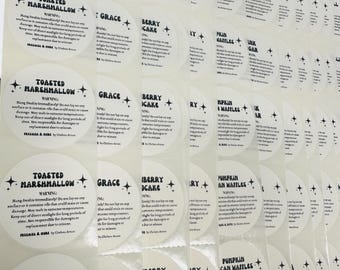 Custom Car Freshie Scent Labels, 2" Circle Thermal Printed Labels, White Labels