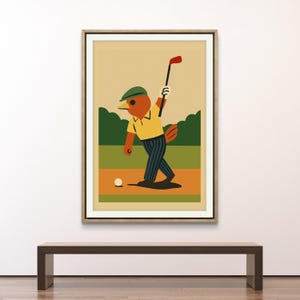 Bauhaus Golf Art Print: Mid-Century Modern Golfer Poster