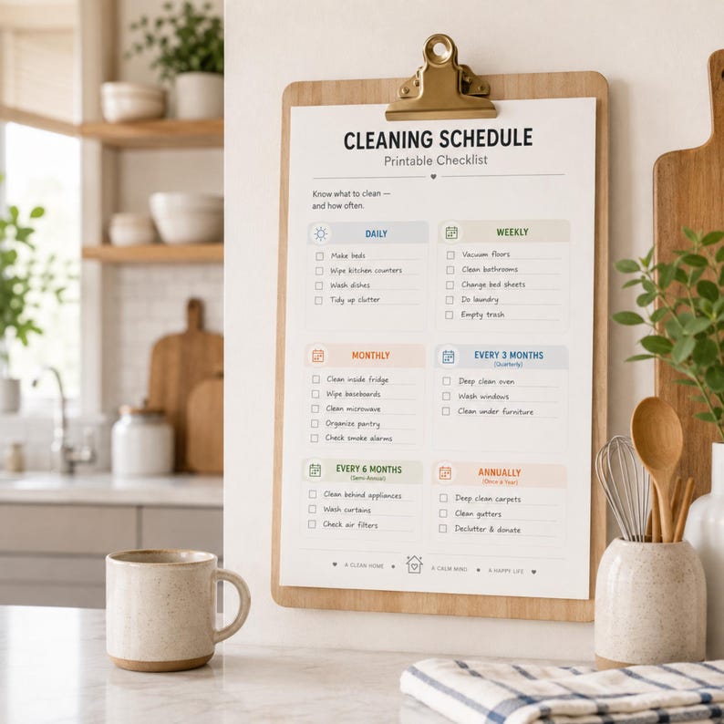 Cleaning Schedule Printable, Daily Weekly Monthly Annual Checklist ...