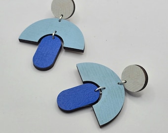 Hand painted Frida birch ply statement earrings