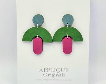 Hand painted Frida birch ply statement earrings