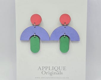 Hand painted Frida birch ply statement earrings