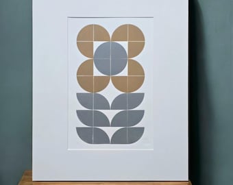 Monotipo original de bloque floral. Impreso a mano con tinta de aceite de linaza. Montado. Edición limitada.