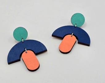 Hand painted Frida birch ply statement earrings