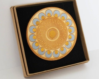 Scandi flower pop pin - sustainable jewellery - statement jewellery - ochre grey brooch- Christmas gift - eco fashion - Christmas gift