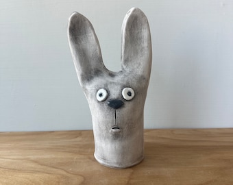 ceramic bunny sculpture, handmade rabbit sculpture, ceramic art