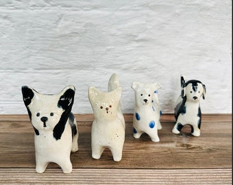 ceramic dog and cat sculpture, handmade sculpture, whimsical sculpture, ceramic art