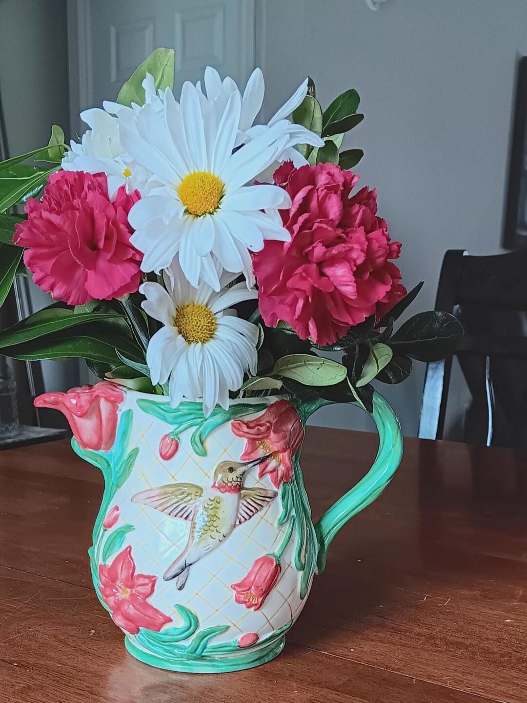 Hummingbird 3D Hand Painted Pitcher | Flowers Inc Balloons Vase ...