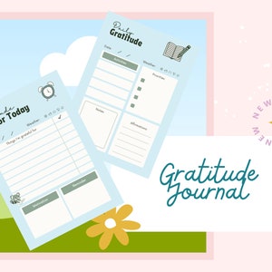 Gratitude Journal for positive living and self care, daily wellbeing mindfulness, journal for self love, downloadable printable PDF template
