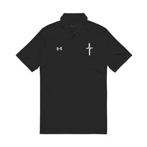 Embroidered Men&#39;s Polo Shirt with Cross Design, Casual Wear, Father&#39;s Day Gift, Golf Shirt, Workout Top, Religious Apparel