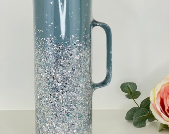 Gray & Silver Glitter 30oz tumbler w/ handle | Personalized Tumbler | Glitter Epoxy Cup with Handle | Great gift idea