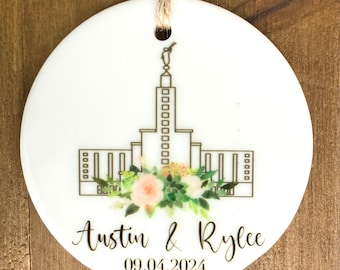 LDS Temple Wedding Christmas Ornament - All temples available | First Christmas | Anniversary gift | Couple gift | Wedding Gift | LDS Temple