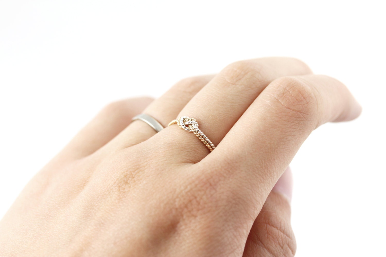 Two Strand Twisted Knot Ring - Silver and Gold Filled Ring 